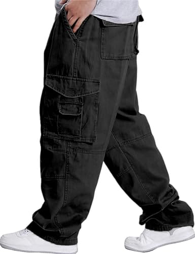 IDEALSANXUN Baggy Cargo Pants Men Casual Loose Fit Y2k Style Pants Trendy Summer Casual Jeans