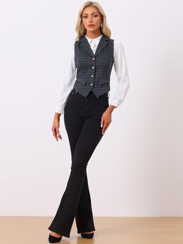 Allegra K Women's Plaid Waistcoat Notched Lapel Collar Single Breasted Vintage Vest for Casual Chic Events  
Allegra K W