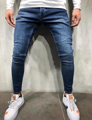 IDEALSANXUN Men's Skinny Jeans Casual Stretch Slim Fit Classic Elastic Waist Pants for Casual Wear