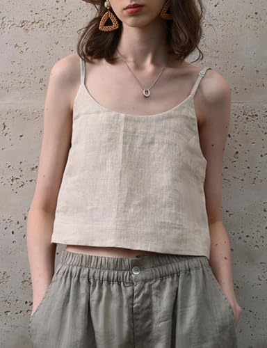 IDEALSANXUN Women's Linen Camisole Tank Tops for Summer Casual Wear Lightweight Breathable Crop Top
| IDEALSANXUN Women