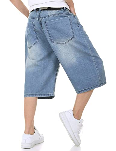 IDEALSANXUN Men's Baggy Jean Shorts | Casual Loose Fit Long Denim Jorts | Relaxed Style for Summer Style Men | 32x34 Inc