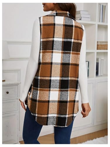 SOLY HUX Women's Plaid Vest Button Down Sleeveless Casual Outerwear Trendy Style
| SOLY HUX Women's Plaid Vest Button D
