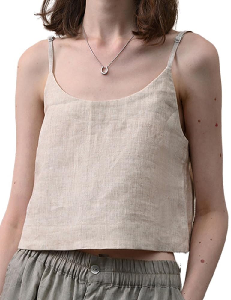 IDEALSANXUN Women's Linen Camisole Tank Tops for Summer Casual Wear Lightweight Breathable Crop Top
| IDEALSANXUN Women