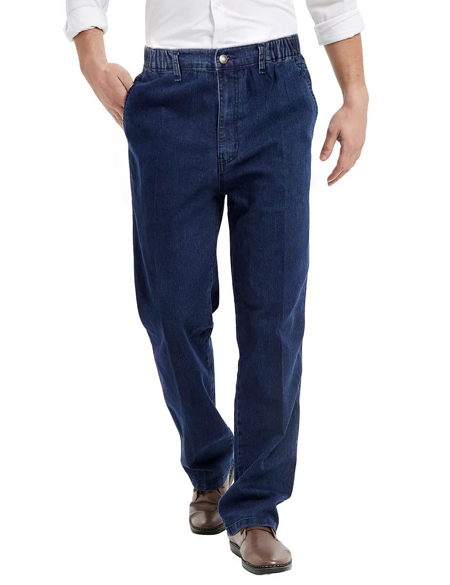IDEALSANXUN Men's Elastic Waist Jeans with Zipper and Button for Daily Wear and Casual Look
| IDEALSANXUN Men's Stretch