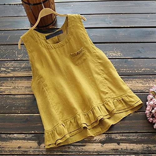 Women Fashion 2025 Ruffled Sleeveless Tank Tops Solid Color Comfy Shirts Vest for Summer Vacation
| 2025 Women Fashion