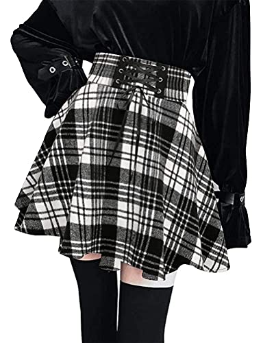 High Waist Lace Up IDEALSANXUN Wool Plaid Mini Gothic Skirts for Women
| IDEALSANXUN Wool Plaid Mini Gothic Short Pleat