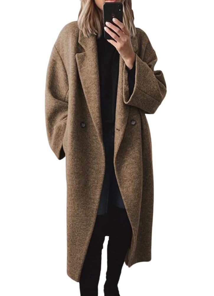  Women's Winter Double Breasted Wool Coat Notch Lapel Long Sleeve Trench Coat
| Winter Double Breasted Wool Coat for Wom