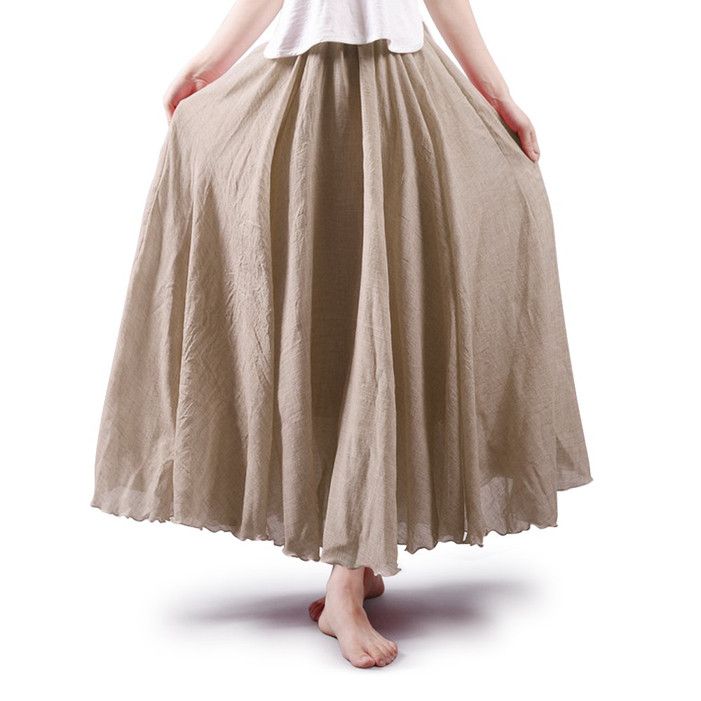 Idealsanxun Womens Cotton Linen Skirts
