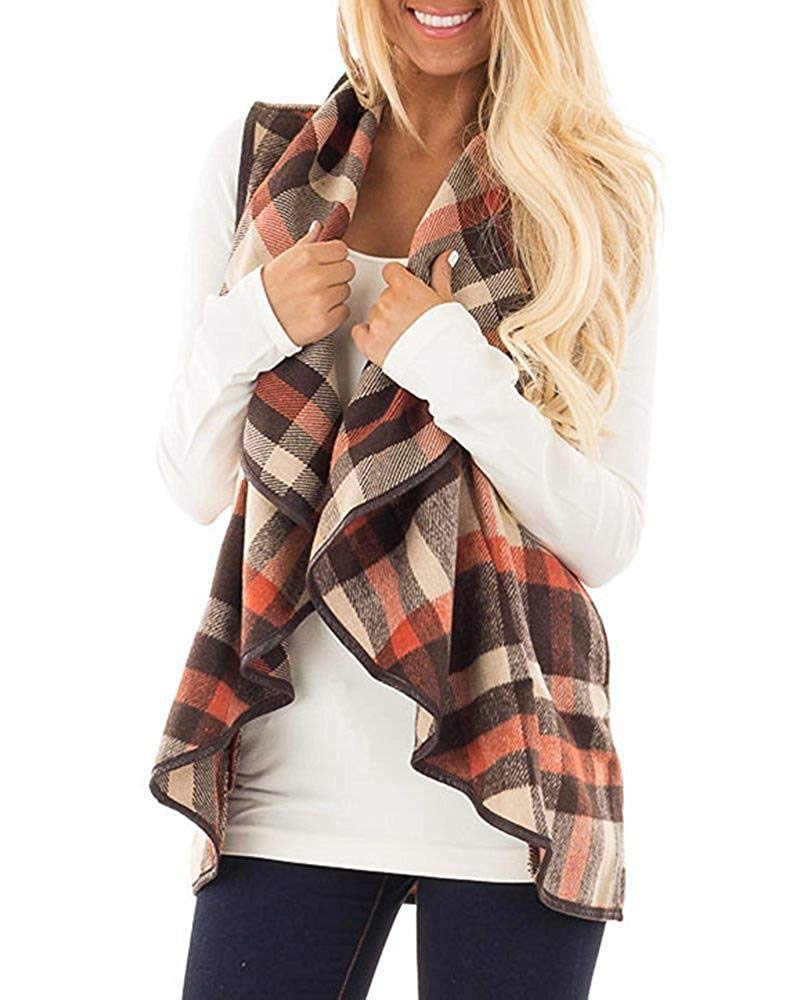 LAPHAL Women's Casual Buffalo Plaid Sleeveless Cardigan Jacket with Pockets S-2XL
LAPHAL Women's Casual Buffalo Plaid Sl