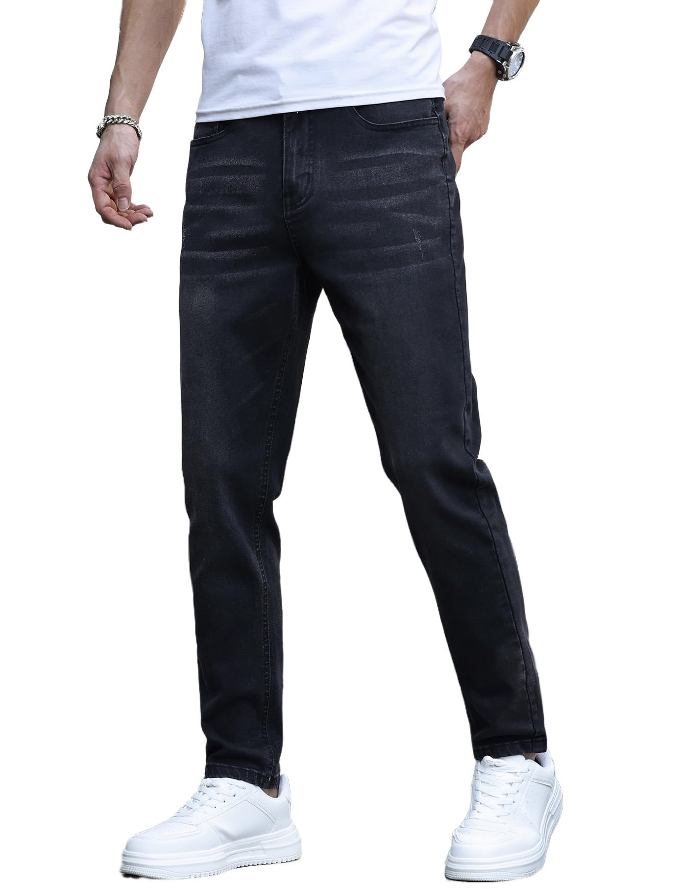 IDEALSANXUN Men's Skinny Jeans Casual Stretch Slim Fit Straight Leg Classic Denim Jeans Pants for Comfortable Everyday