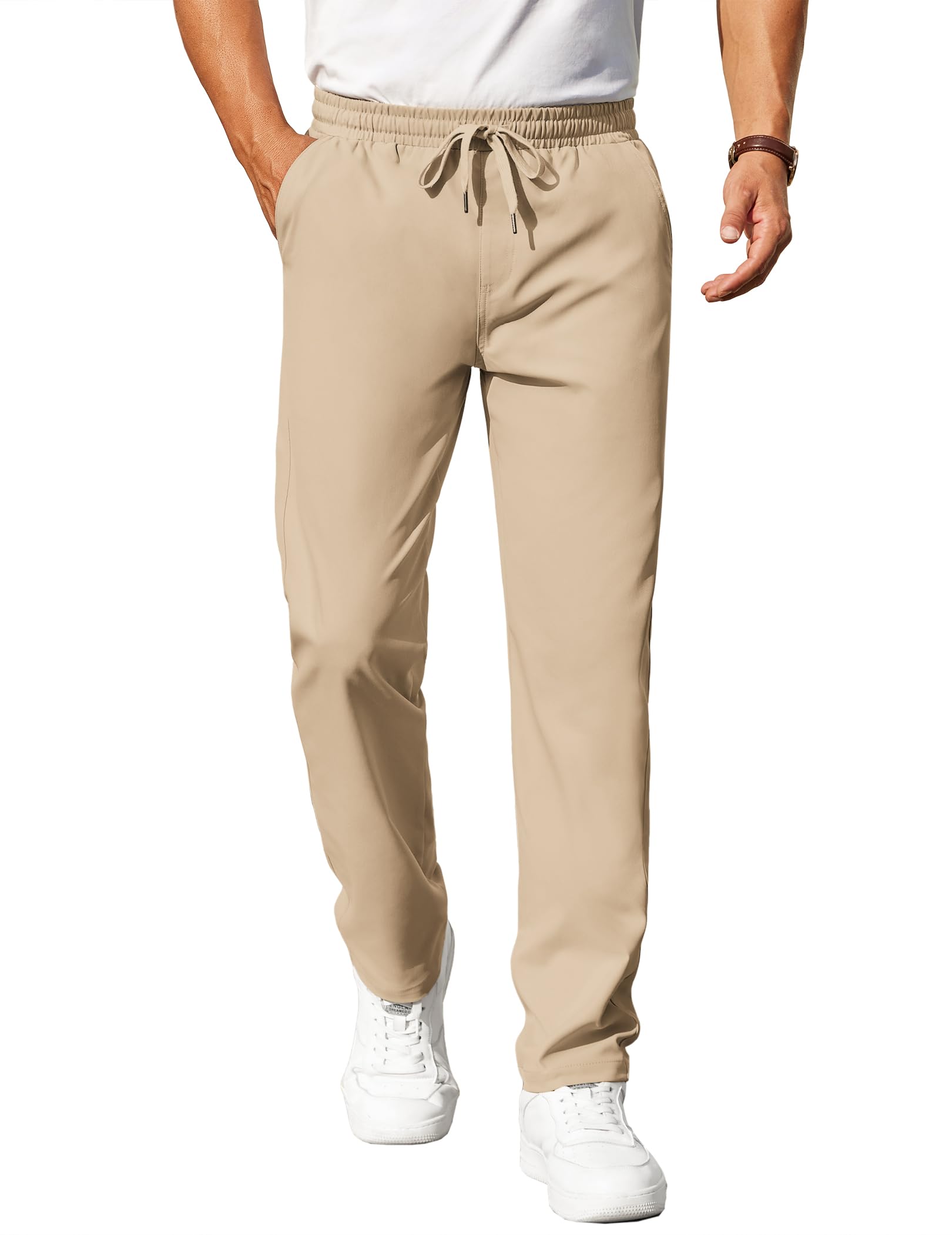 COOFANDY Men's Casual Elastic Waist Chino Pants for Summer Lightweight Drawstring Pockets  
| COOFANDY Men's Elastic Wa
