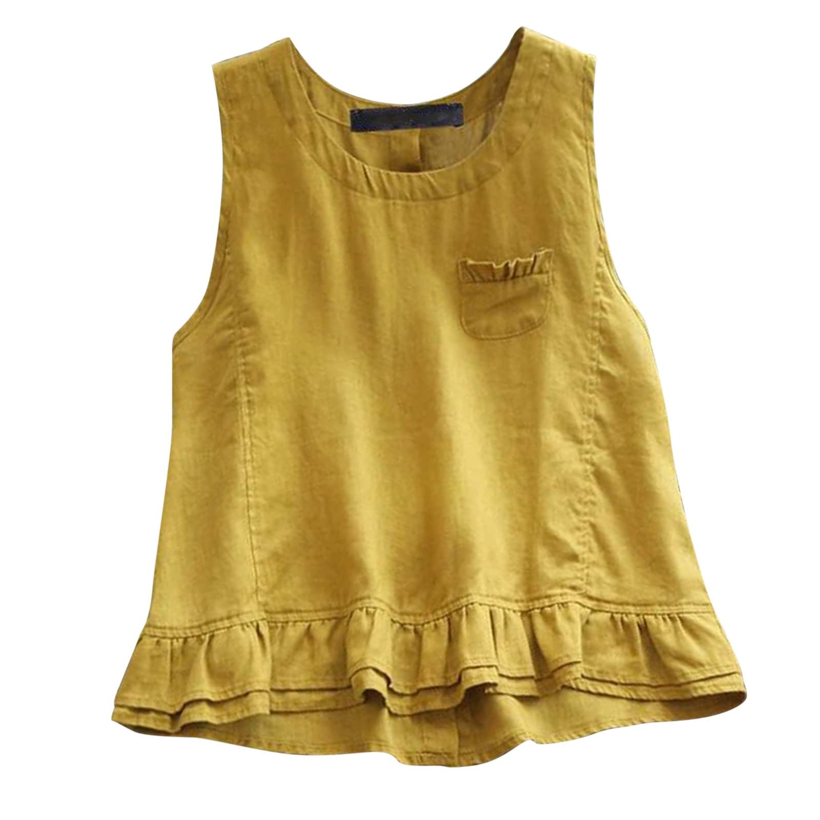 Women Fashion 2025 Ruffled Sleeveless Tank Tops Solid Color Comfy Shirts Vest for Summer Vacation
| 2025 Women Fashion
