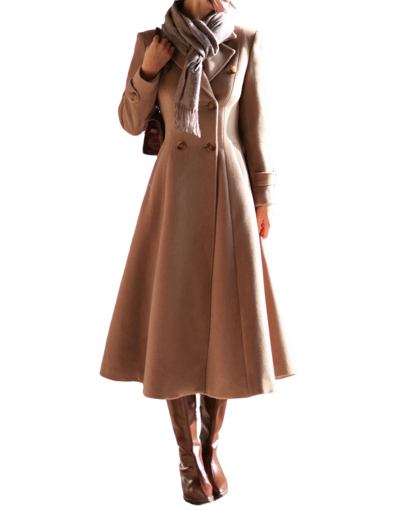  Idealsanxun Women's Long Wool Coat for Fall Winter Double Breasted Trench Coat
| Idealsanxun Women's Wool Peacoat Jacke
