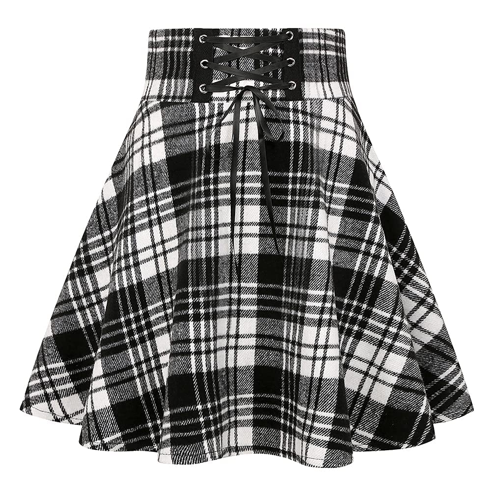 High Waist Lace Up IDEALSANXUN Wool Plaid Mini Gothic Skirts for Women
| IDEALSANXUN Wool Plaid Mini Gothic Short Pleat