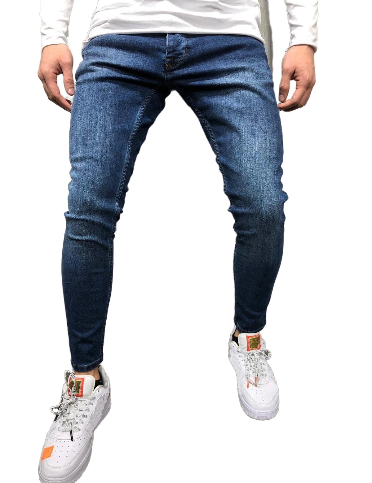 IDEALSANXUN Men's Skinny Jeans Casual Stretch Slim Fit Classic Elastic Waist Pants for Casual Wear