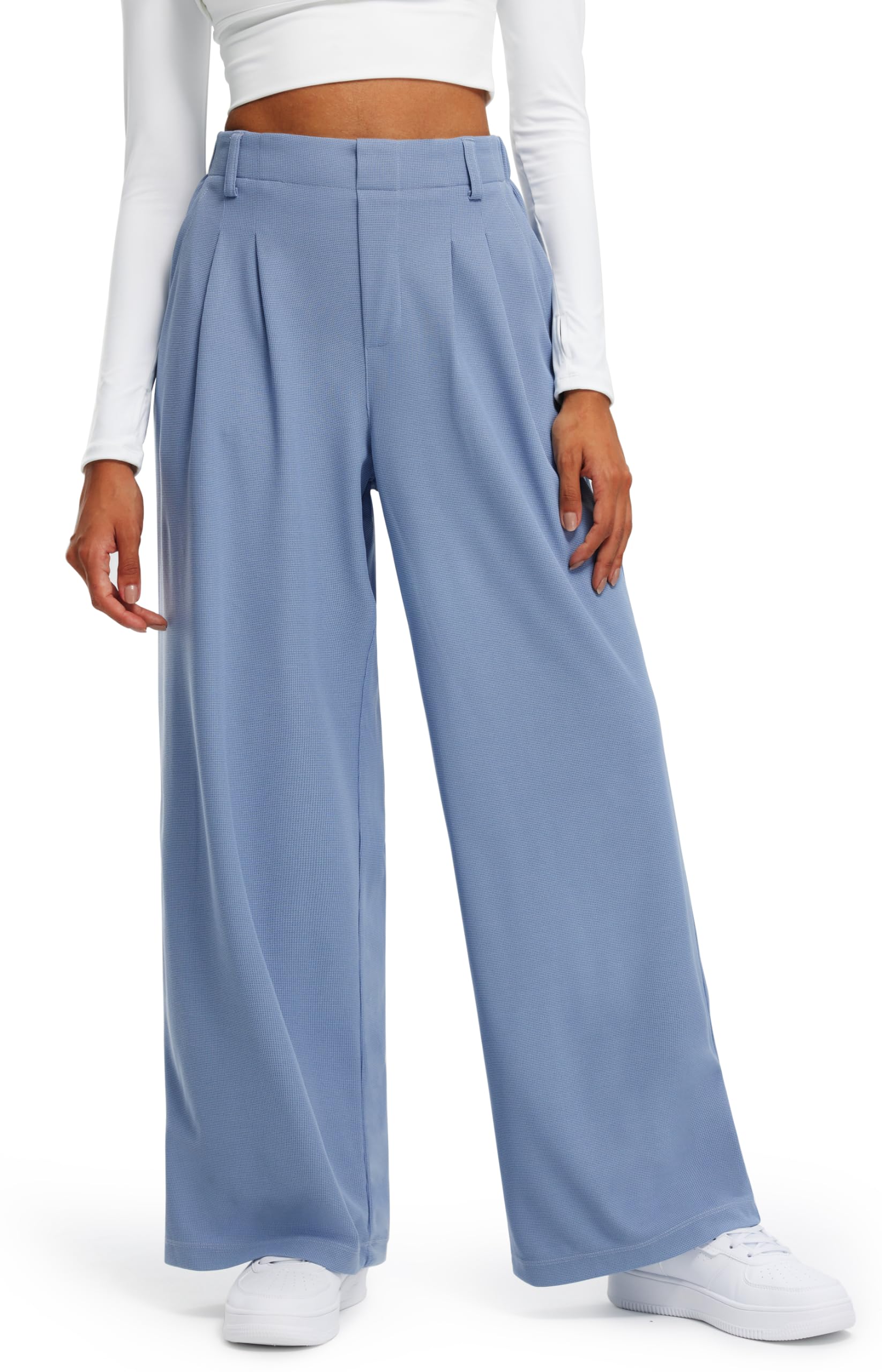 Libin Women's High Waisted Wide Leg Pants for Casual and Business Wear with Pockets
| Libin Women's 27"/29" High Waiste